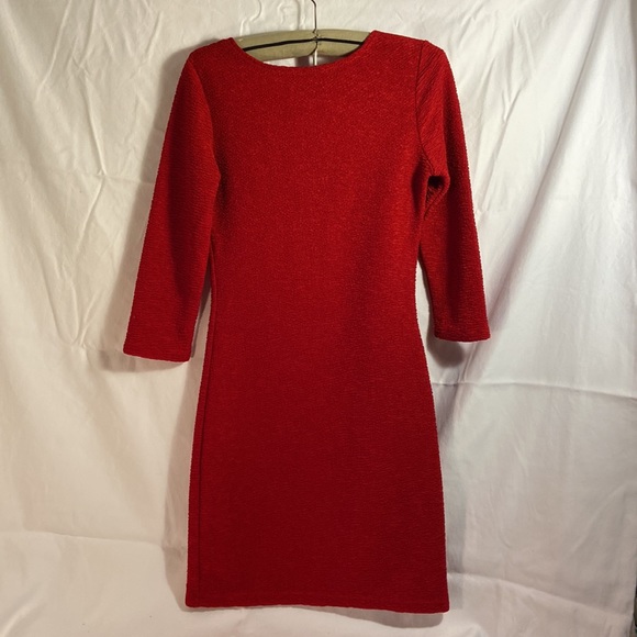 Red dress has stretch to hug your body dressy or casual - Picture 3 of 5